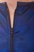 Detail of zipper on  Betty - Our Iridescent Polyblend Zip-up Robe in Royal Blue
