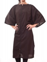 Brigitte - Our Lightweight Crepe Zip-up Robe in Black, front