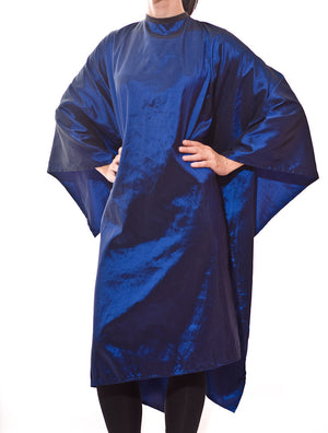 Lana - saloncapes.com's High Performance, Iridescent Polyblend Hair Cutting Cape in Royal Blue