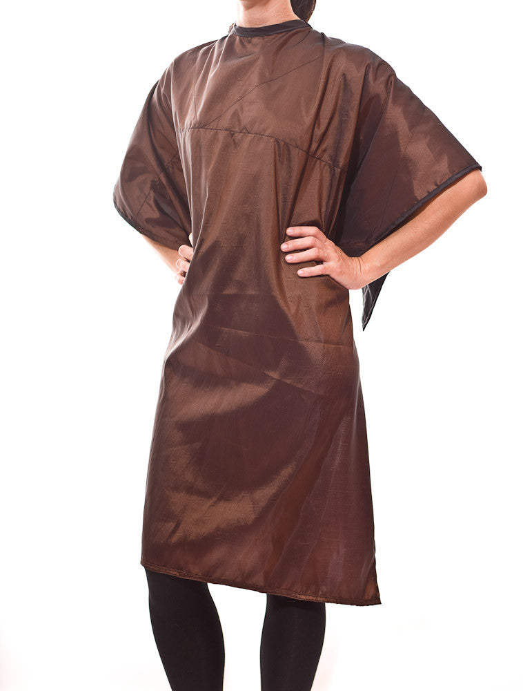 Rita - saloncapes.com's High Performance, Reversible Kevlar-blend Chemical Cape in Black/Brown, color side