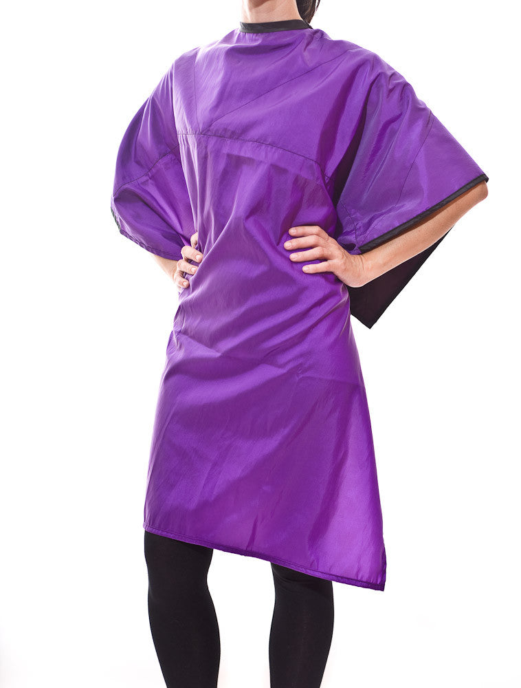 Rita - saloncapes.com's High Performance, Reversible Kevlar-blend Chemical Cape in Black/Purple, color side