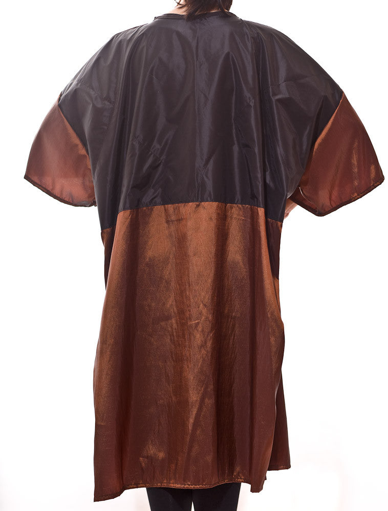 Zipper salon smocks and client robes in copper