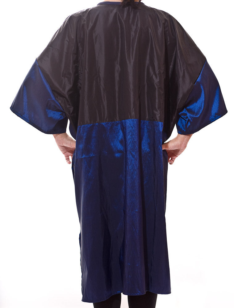 Zipper salon smock and client robes in royal blue