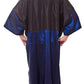 Betty - saloncapes.com's High Performance, Iridescent Polyblend Zip-up Client Robe in Royal Blue, chemical back