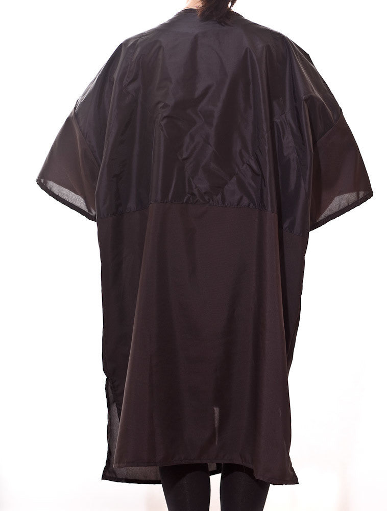 Zipper salon smocks and client robes in black