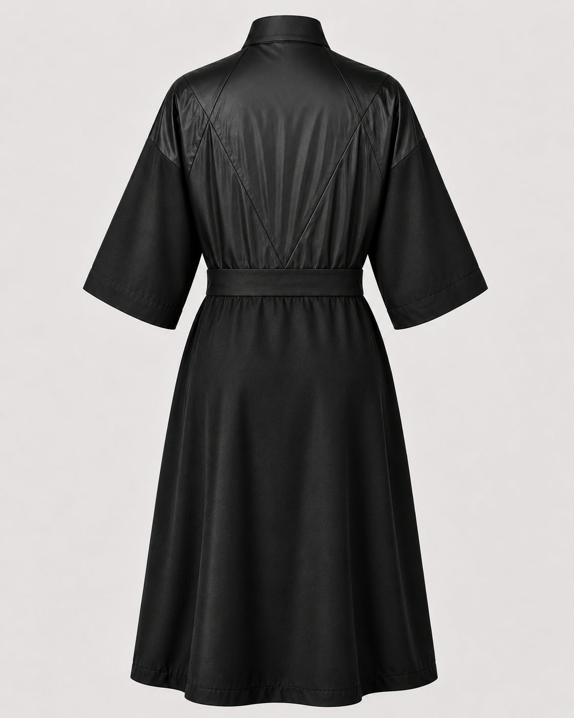 Black Iridescent Kimono Client Robe back view with waterproof black back panel