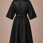 Black Iridescent Kimono Client Robe back view with waterproof black back panel
