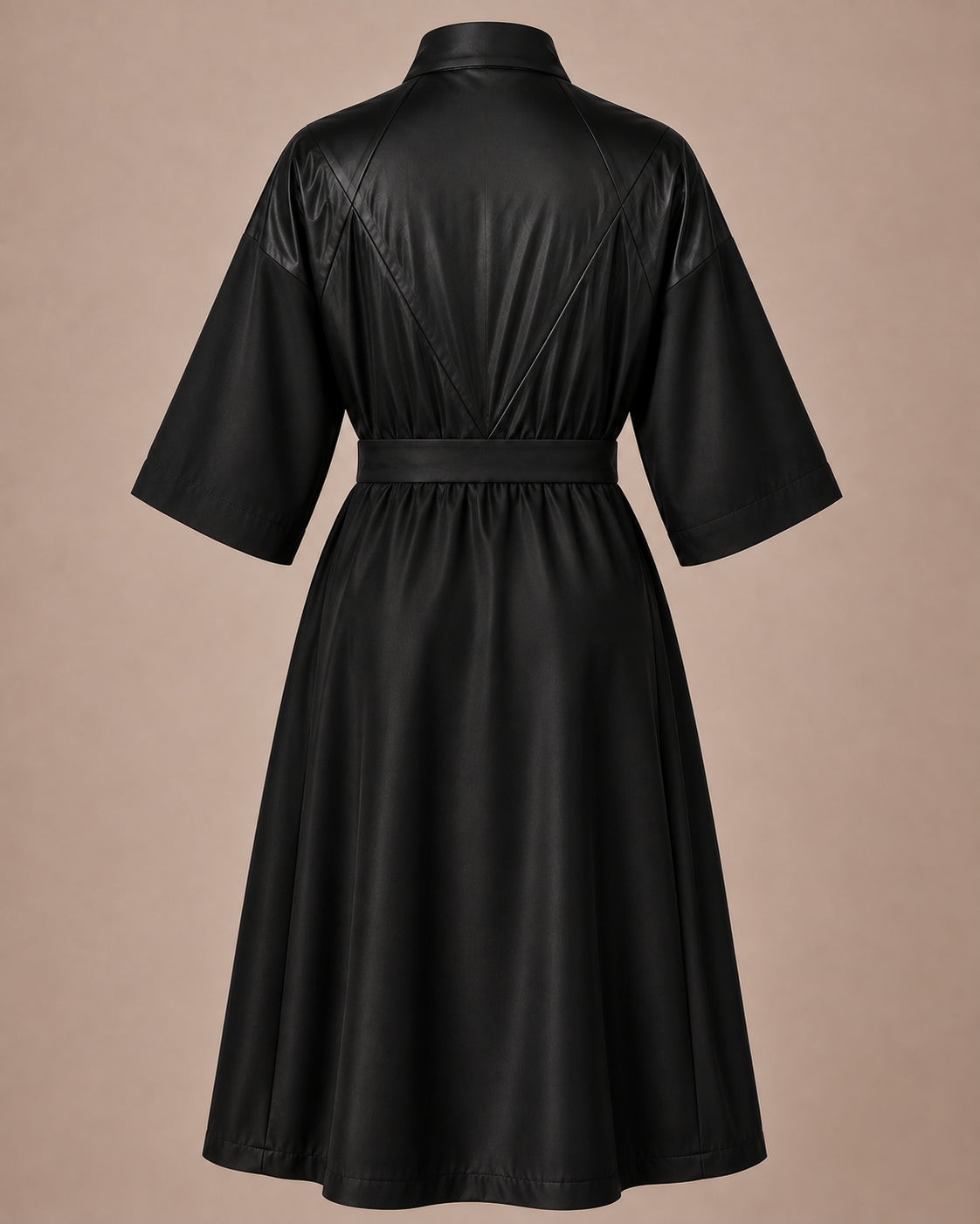 Black Iridescent Kimono Client Robe back view with waterproof black back panel