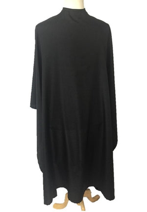 Our extra large and extra long barber capes in soft silky black fabric