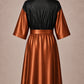 Copper Iridescent Kimono Client Robe back view with waterproof black back panel