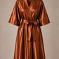 Copper iridescent Kimono Client Robe front view with matching waist belt