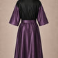 Eggplant Iridescent Kimono Client Robe back view with waterproof black back panel
