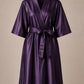Eggplant iridescent Kimono Client Robe front view with matching waist belt