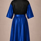 Royal Blue Iridescent Kimono Client Robe back view with waterproof black back panel