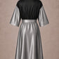 Silver Iridescent Kimono Client Robe back view with waterproof black back panel