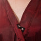 Burgundy Iridescent Kimono Client Robe neckline with secure snap closure detail