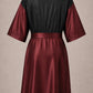 Burgundy Iridescent Kimono Client Robe back view with waterproof black back panel