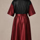 Burgundy Iridescent Kimono Client Robe back view with waterproof black back panel