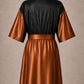 Copper Iridescent Kimono Client Robe back view with waterproof black back panel
