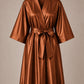 Copper iridescent Kimono Client Robe front view with matching waist belt
