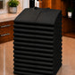 Baker’s Dozen stack of 13 folded Black Crepe Snap-Front Client Robes