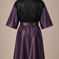 Eggplant Iridescent Kimono Client Robe back view with waterproof black back panel