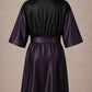 Eggplant Iridescent Kimono Client Robe back view with waterproof black back panel
