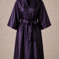 Eggplant Iridescent Kimono Client Robe front view with matching waist belt