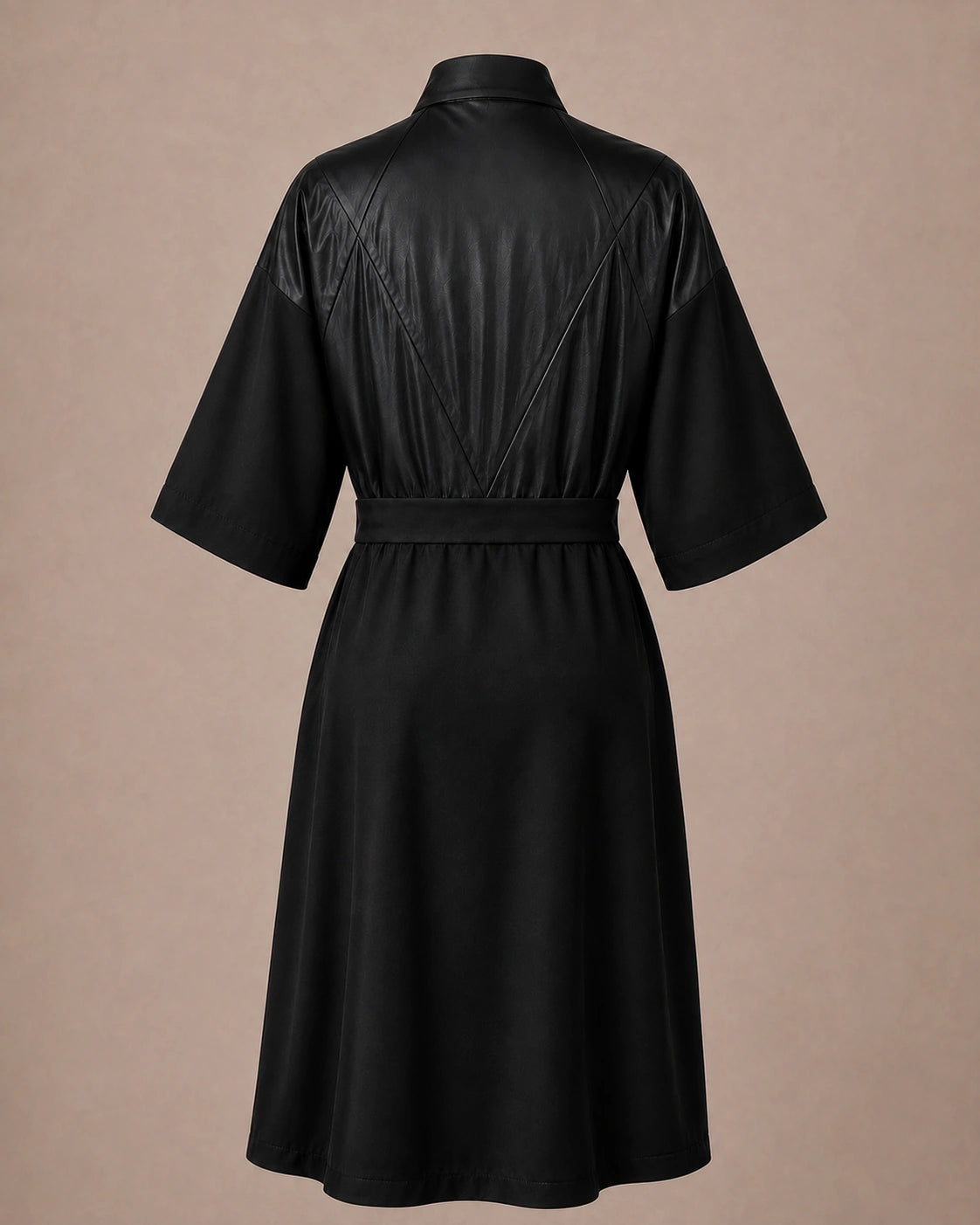 Black Iridescent Kimono Client Robe back view with waterproof black back panel