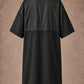 Iridescent black zipper-front salon robe back view with black waterproof upper-back panel