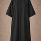 Iridescent black zipper-front salon robe front view with black center zipper