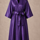 Purple Iridescent Kimono Client Robe front view with matching waist belt