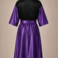Purple Iridescent Kimono Client Robe back view with waterproof black back panel