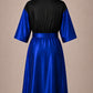 Royal Blue Iridescent Kimono Client Robe back view with waterproof black back panel