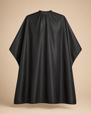 Black SalonCapes waterproof chemical cape front view