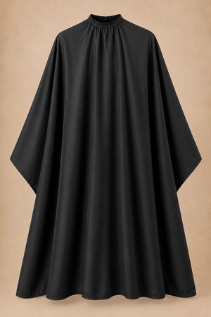Black SalonCapes crepe cutting cape front view