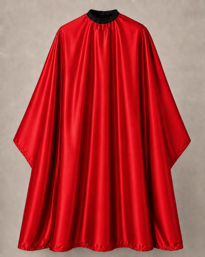 Red iridescent SalonCapes cutting cape front view