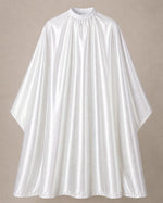 White iridescent SalonCapes cutting cape front view