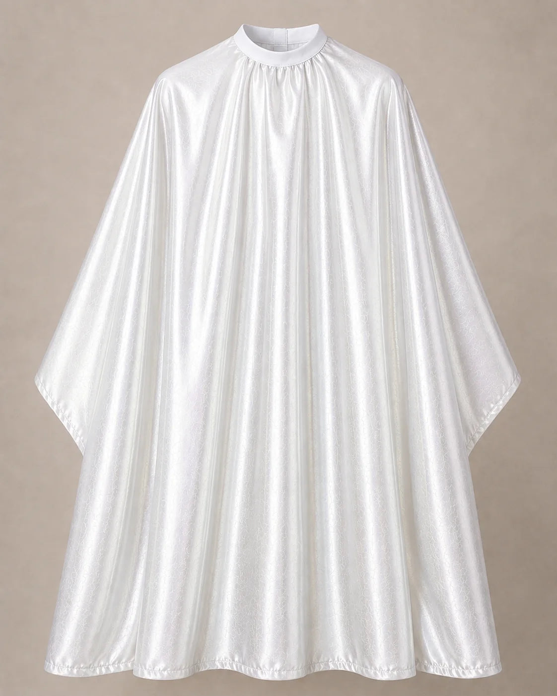 White iridescent SalonCapes cutting cape front view