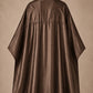 Brown SalonCapes reversible chemical cape back view showing black collar and reversible seam construction
