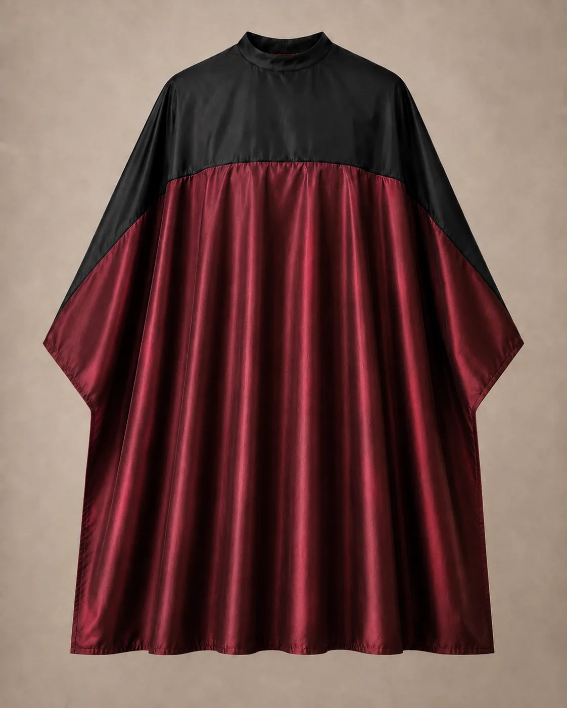 Burgundy and black SalonCapes reversible chemical cape front view