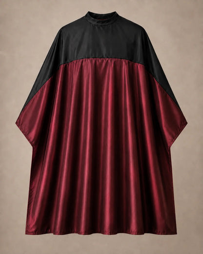 Burgundy and black SalonCapes reversible chemical cape front view