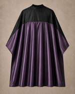 Eggplant and black SalonCapes reversible chemical cape front view