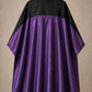 Purple and black SalonCapes reversible chemical cape front view