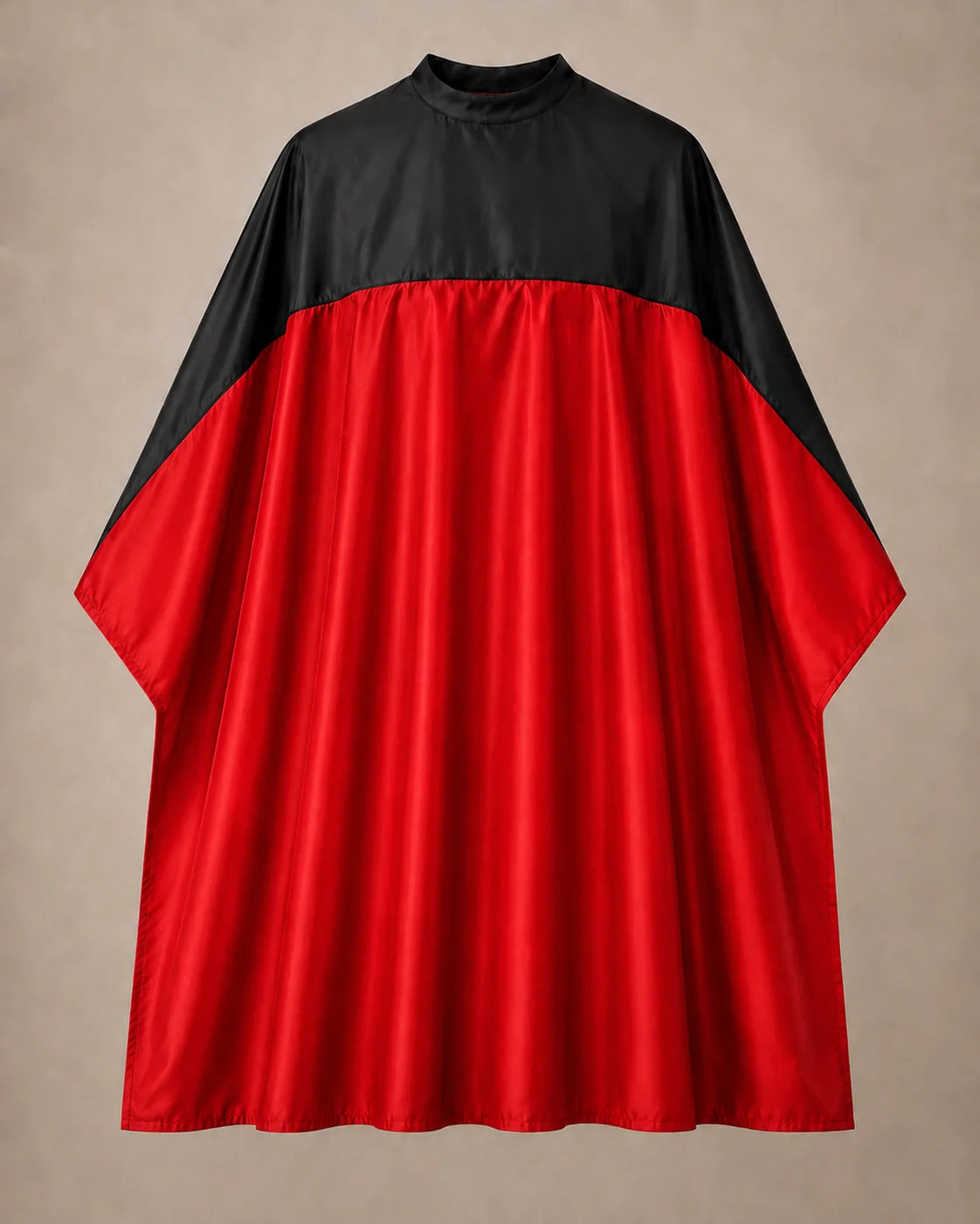 Red and black SalonCapes reversible chemical cape front view