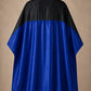Royal blue and black SalonCapes reversible chemical cape front view