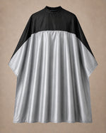 Silver and black SalonCapes reversible chemical cape front view