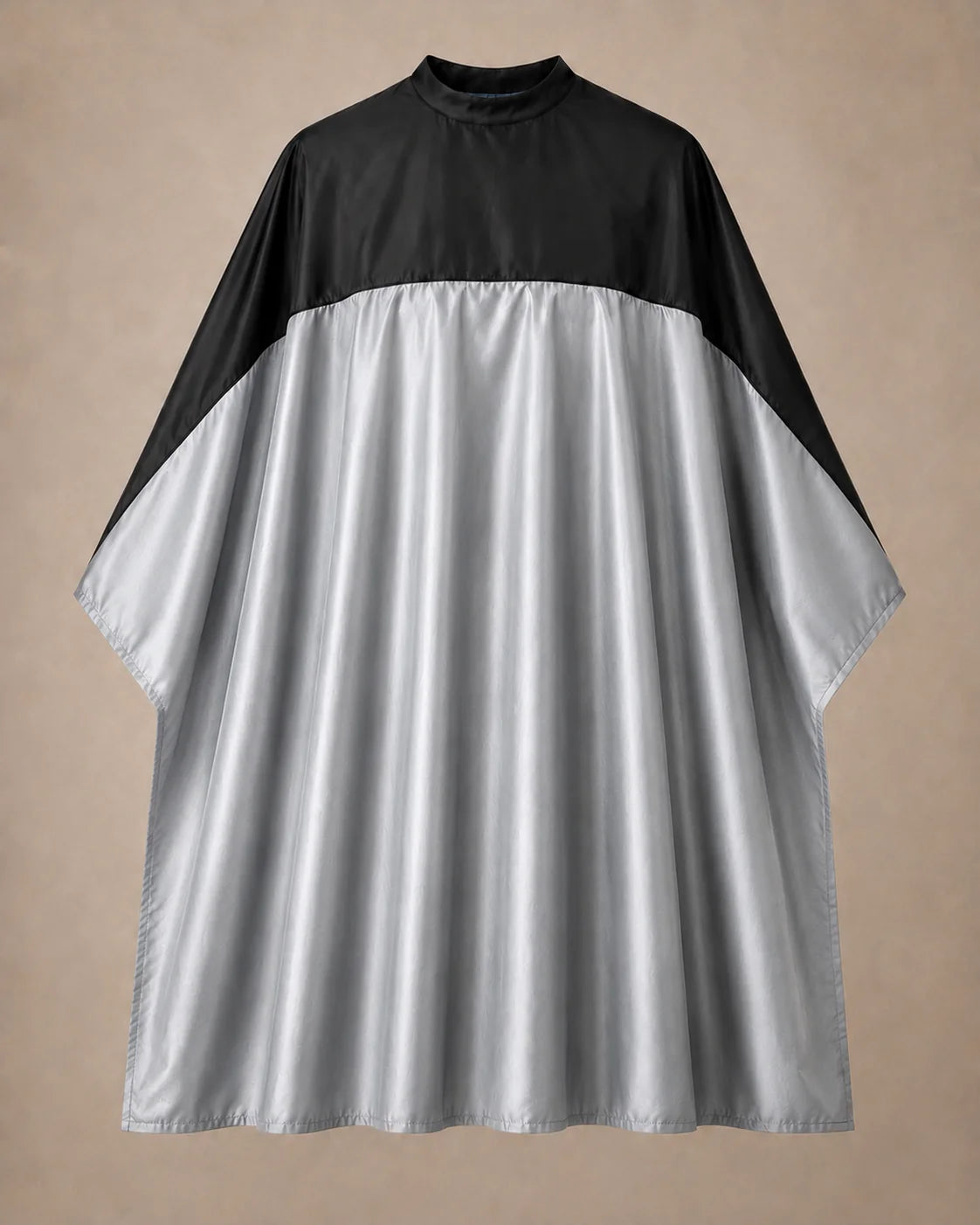 Silver and black SalonCapes reversible chemical cape front view