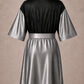 Silver Iridescent Kimono Client Robe back view with waterproof black back panel