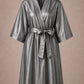 Silver Iridescent Kimono Client Robe front view with matching waist belt